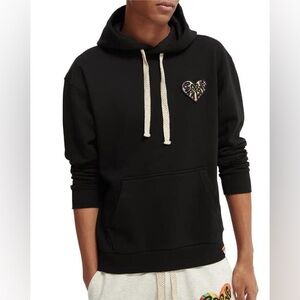 Black Heart-Embroidered Men's Sweater